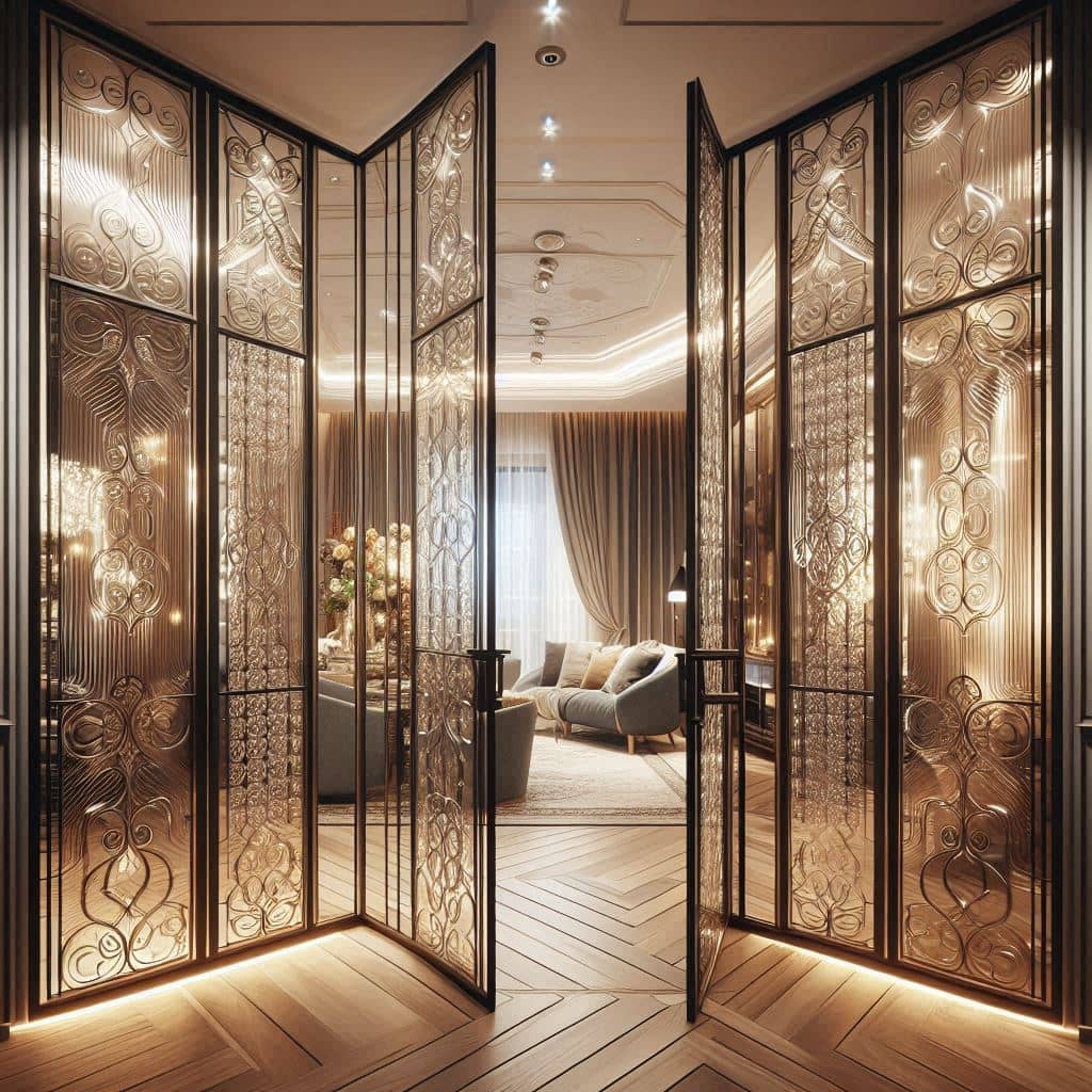 باب أكورديون زجاجي مودرن لتقسيم المساحات داخل منزل عصري
